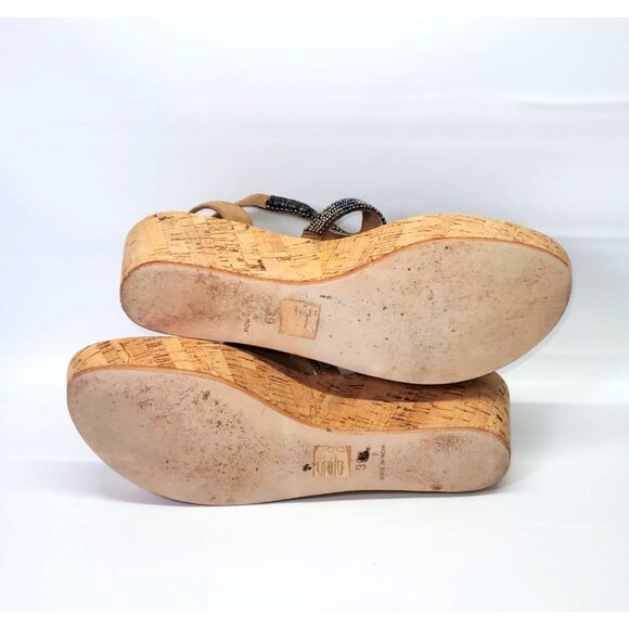 Anthropologie Women's Metallic Beaded Cork Platform Sandals Size 39 (9) 1446 - Picture 10 of 12